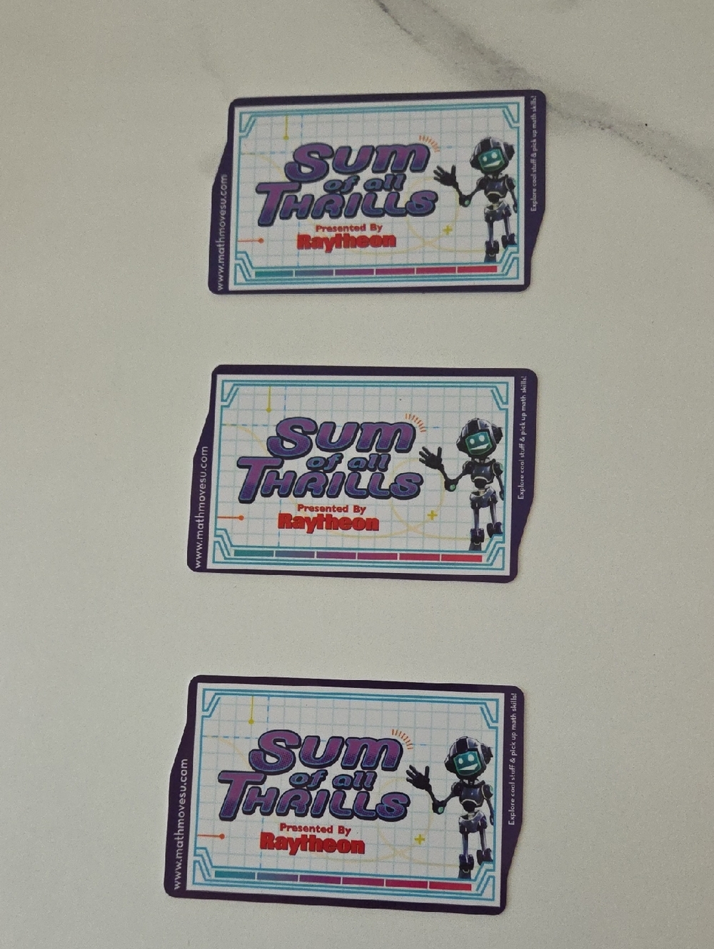 Collectable EPCOT Sum of All Thrills Raytheon Math Moves U Cards